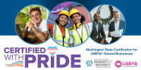 three images of LGBTQ+ business owners with the words Certified With Pride